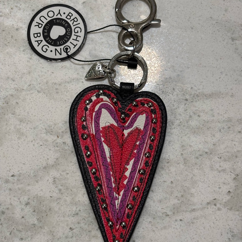Brighton Scribble Heart Keychain Fob (Retired) NWT